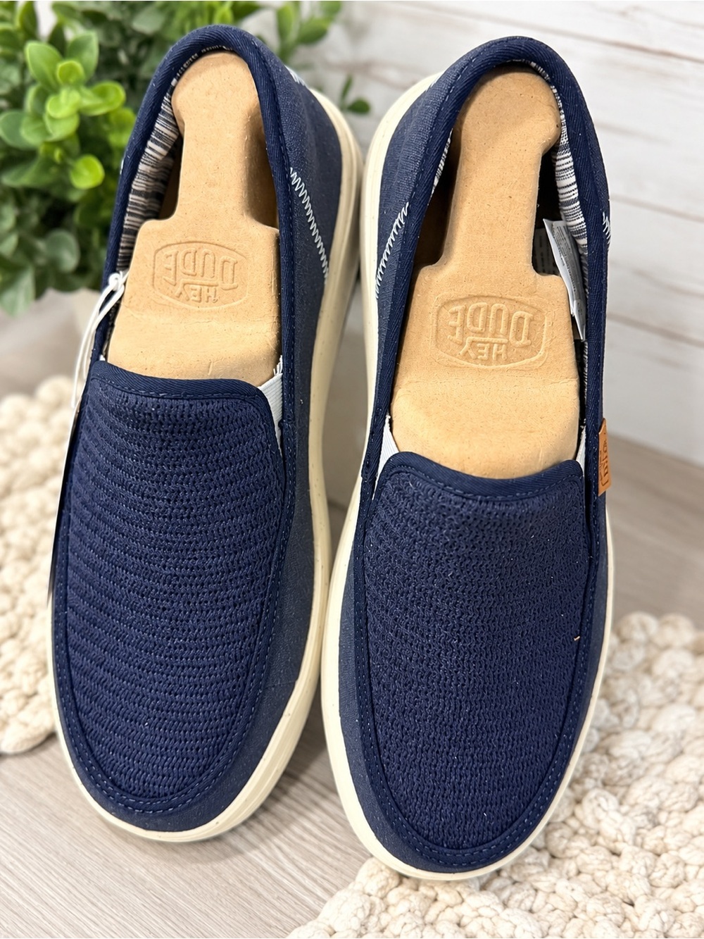 Hey Dude Navy Slip-On Casual Loafers with Cream Sole size 11